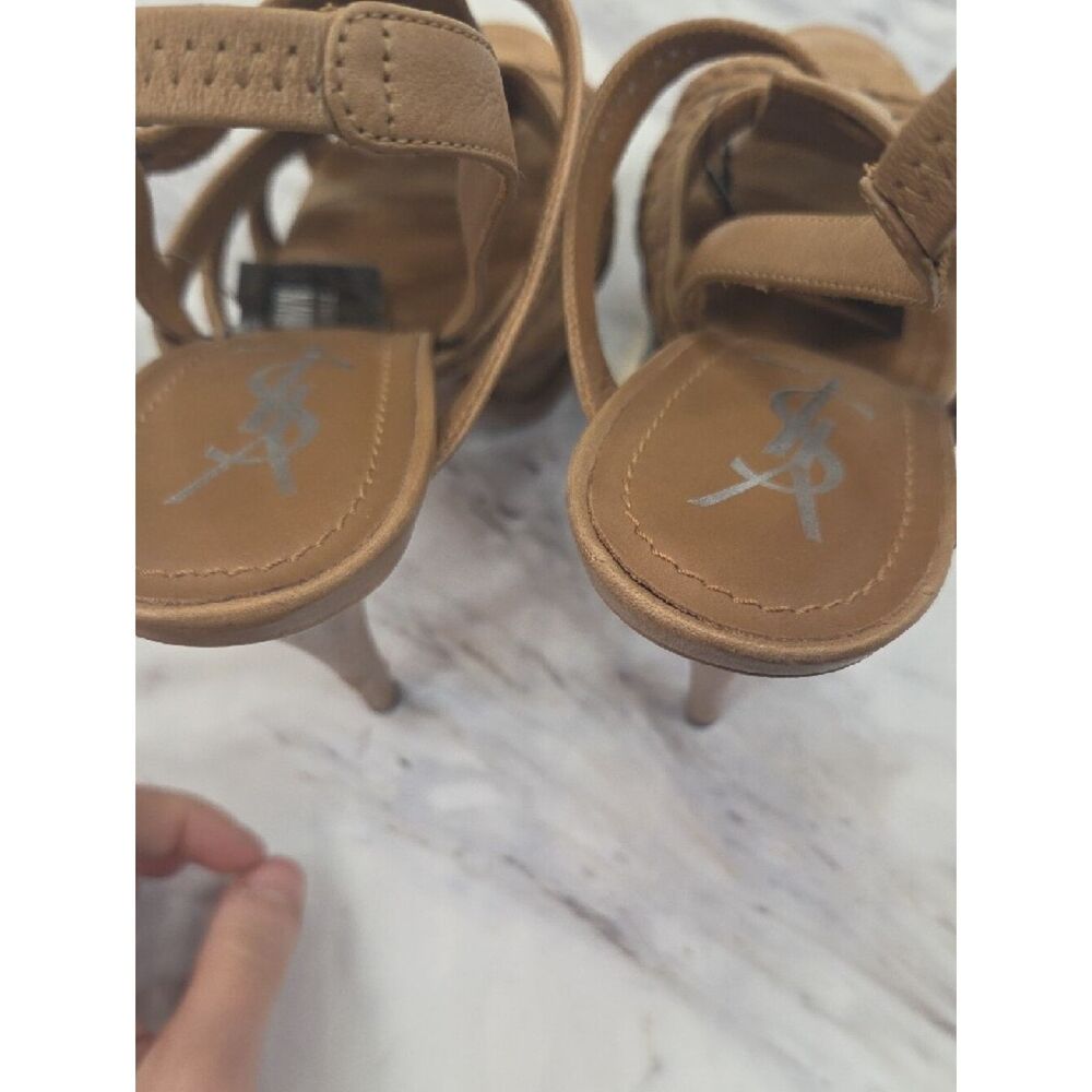 Yves Saint Laurent Tan Multi-Strap Platform Slingback Heels - Picture 12 of 15